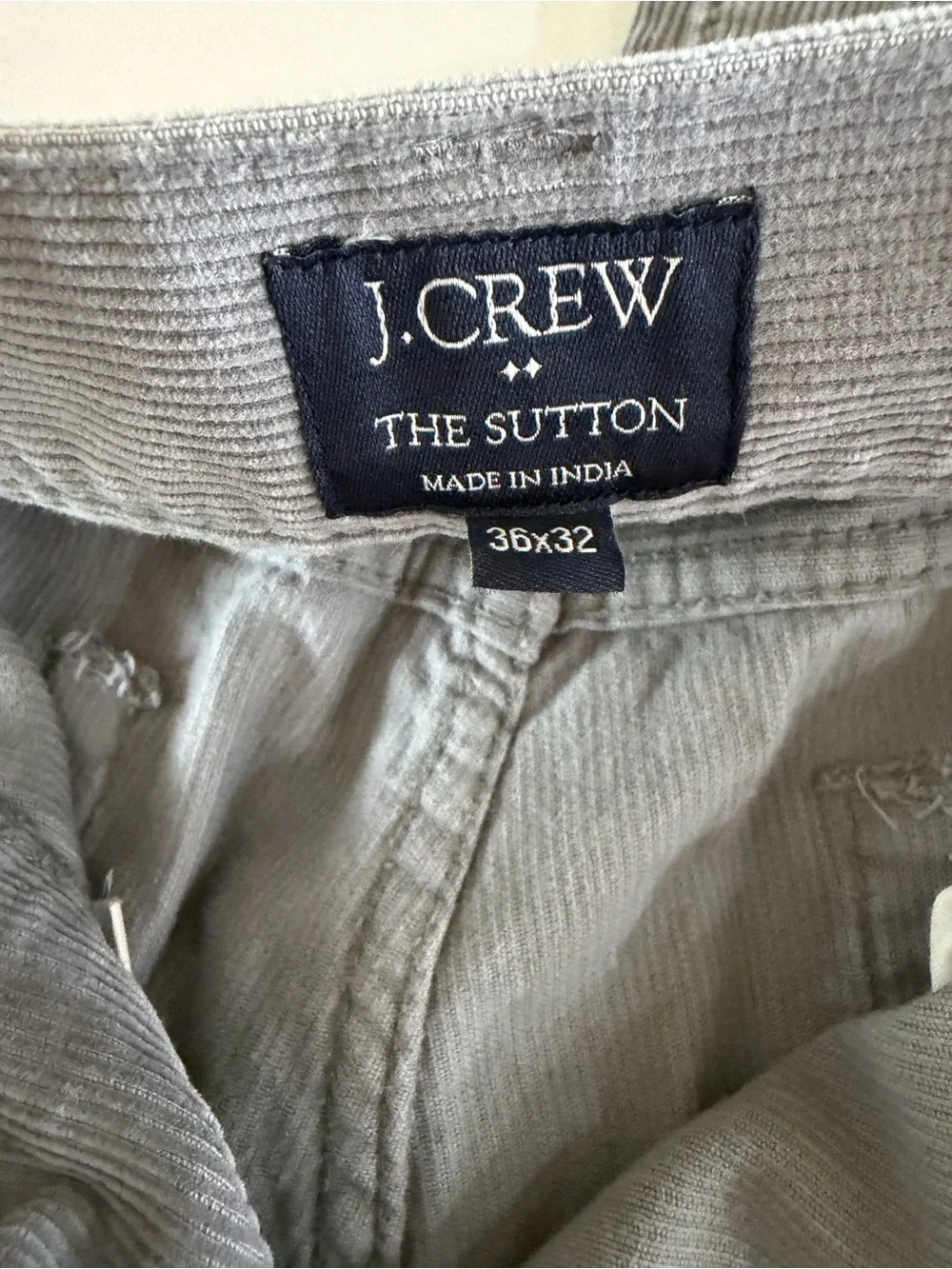 36x32 J. Crew The Sutton Men's Light Gray Corduroy Pants